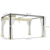 Outsunny 3 x 4 m Pergola with Retractable Roof Canopy and Netting Sidewalls, Aluminium Frame Garden Gazebo Outdoor Sun Shade Shelter for Grill, Patio, Deck, Khaki