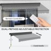 Outsunny 3.5 x 2.5m Electric Awning with Remote Controller, Aluminium Frame Retractable Awning, Half Cassette Sun Canopies for Patio Deck Door Window, Dark Grey