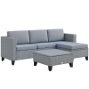 Outsunny 5 Pieces PE Rattan Garden Furniture Set, 4 Seater Garden Corner Sofa Set with Glass Coffee Table, Wicker Outdoor Furniture Set with Cushions for Patio Deck, Grey