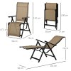 Outdoor Reclining Garden Chair Set of 2, 10-Position Adjustable Folding Sun Lounger Zero Gravity Chairs with Texteline Seat, Armrests and Footrest for Patio, Beige