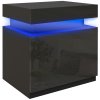 HOMCOM High Gloss Front Bedside Table, Nightstand with RGB LED Light and 2 Drawers, Chest of Drawers for Bedroom, Living Room, Black