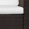 Outsunny 3 Seater Rattan Sofa with 10 cm Thick Padded Cushion, All-Weather PE Wicker Weave Garden Three-seater Bench with Armrests, Brown