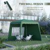 Outsunny 2.4 x 2.4m Pop Up Gazebo Canopy Tent with 2 Sidewalls and Carry Bag, Height Adjustable, UV50+ Party Tent Event Shelter for Garden, Patio, Green