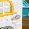 AIYAPLAY Kids Slide, 4 in 1 Toddler Slide with Basketball Hoop, Climber, Telescope, Storage Basket, Indoor Slide for 1-3 Years, Yellow