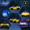 HOMCOM Lamborghini Aventador Licensed Kids' Electric Ride-on with Remote Control, 12V Powered Electric Car for Kids with Butterfly Doors, Auxiliary wheels, Music, Horn, Suspension - Yellow