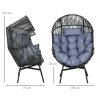 Outsunny Garden Egg Chair with 14cm Thick Seat Cushion, PE Rattan Leisure Chair with Comfortable Headrest, Adjustable Feet, Steel Frame, Mixed Grey