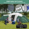 Outsunny 6-9 Man Large Tunnel Tent with 3 Bedroom, Living Area and Porch, 2000mm Waterproof Camping Tent, Portable with Bag, for Fishing Hiking Festival, Green