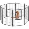 PawHut Dog Pen, 8 Panel Puppy Pen, Steel Dog Playpen, for Large Breeds, 100cm Tall, Black