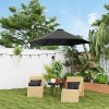 Outsunny 2.5M Garden Cantilever Parasol, Offset Roma Patio Umbrella Hanging Sun Shade Canopy Shelter with 360 Rotation and Cross Base, Black