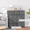 HOMCOM Chest of Drawers for Bedroom, Fabric Dresser, 10 Drawer Storage Organizer Unit with Foldable Drawers and Steel Frame