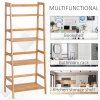 HOMCOM Bamboo Ladder Shelf, 4-Tier Bookshelf, Freestanding Bookcase for Living Room, Study, Bedroom, Home Office, 48 x 31.5 x 120cm, Natural Wood Effect