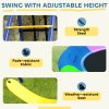 AIYAPLAY 6 in 1 Kids Swing Set, Metal Swing with 3 Swings, Basketball Hoop, Climbing Ladder and Net, Heavy Duty A-Frame Garden Swing Kids Outdoor Children Playground for Ages 3-8