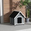 PawHut Wooden Dog House Outdoor, Dog Kennel with Removable Floor, Elevated Pet Shelter, Anti-Corrosion Wood, for Small Medium Dogs, 82H x 75W x 88Dcm - Grey