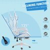 Vinsetto Reclining Racing Gaming Chair with Headrest and Lumber Support, PU Leather Computer Chair with Removable Rabbit Ears, Footrest, Blue