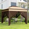 Outsunny 3 x 3(m) Pop Up Gazebo with Netting and Carrying Bag, Party Tent Instant Event Shelter, Height Adjustable and UV-Resistant, for Garden, Patio, Beige