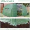 Outsunny Large Polytunnel Walk In Greenhouse, Plant Gardening Tunnel Green House with Metal Hinged Door, Galvanised Steel Frame & Mesh Windows, Green (3 x 4 m)