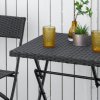 Outsunny 3 Pieces Folding Rattan Bistro Set, Garden Furniture Bistro Set with Folding Garden Table and Chairs, Wicker Balcony Furniture for Outdoor, Patio, Porch, Brown