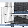 PawHut 3 Level DIY Pet Playpen Metal Small Animal Cage Rabbit Ferret Chinchillas Cage 4 Doors Bottom Trays Black