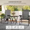 Outsunny 3 Pieces Garden Bistro Set, Folding Table and Chairs Set, Metal Garden Furniture Set with Cup Holders for Outdoor, Patio, Balcony, Dark Grey