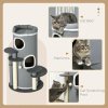 PawHut Cat Tree for Indoor Cats, 3 Tier Cat Tower Barrel Shaped with Sisal Scratching Posts, Cat Bed, Platforms, Hanging Ball, Grey