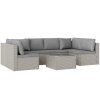 Outsunny 7 Pieces Rattan Garden Furniture Set, 6 Seater Garden Corner Sofa with Wide Seat, Cushions and Glass Top Table, Sectional Outdoor Furniture Conservatory Set for Patio, Grey