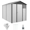 Outsunny 9 x 6FT Galvanised Metal Garden Shed, Galvanised Tool Storage Shed with Window Lockable Door, Sloped Roof, Outdoor Storage Shed for Yard, Patio, Lawn, Dark Grey