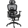 HOMCOM Ergonomic Office Chair, Mesh High Back Computer Desk Chair with 3 Level Adjustable Back, Adjustable Lumbar Support, Swivel Recliner with 3D Armrest, Headrest, Footrest, Black