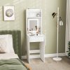 HOMCOM Small Dressing Table with Mirror and Adjustable LED Lights, Modern Vanity Desk with Drop Leaf, Open Shelves and Drawer, Compact Makeup Table for Small Spaces, Bedroom, White