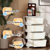 HOMCOM Kids Storage Units with 4 Drawers 4 Tier Chest Vertical Dresser Tower Toy Organiser for Nursery Playroom Kindergarten Cream
