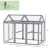 PawHut Large Chicken Run, Wooden Chicken Coop, Pet Playpen w/ Combinable Design - Grey