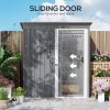 Outsunny 5 x 3ft Garden Storage Shed with Sliding Door and Sloped Roof, Lean to Outdoor Equipment Tool Shed for Garden, Light Grey