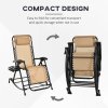 Outsunny Garden Rocking Chair Folding Recliner Outdoor Adjustable Sun Lounger Rocker Zero-Gravity Seat with Headrest Side Holder Patio Deck - Beige