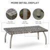 Outsunny Rattan Coffee Table, Patio Wicker Table with All-Weather Material for Garden, Balcony, Backyard, Grey
