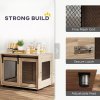 PawHut Dog Crate Furniture, Dog Cage End Table with Sliding Door, Pet Kennel for Medium Breeds, 80 x 58.5 x 63cm, Walnut Brown