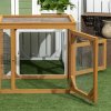 PawHut Wooden Chicken Run Hen Coop House Combinable Design w/ Perches, Doors, for 2-4 Chickens, 140 x 61 x 63.5cm - Natural Wood Tone
