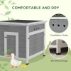 PawHut Wooden Duck House, Raised Poultry Coop with Ramp, Double Doors, Openable Asphalt Roof, Ventilation Holes, Removable Base, for 2-4 Ducks, Chickens, Geese, Light Grey