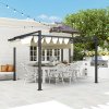 Outsunny 3 x 4m Pergola with Retractable Roof Canopy, Aluminium Frame Garden Gazebo Outdoor Sun Shade Shelter for Grill, Patio, Deck, Khaki