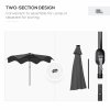 Outsunny 3(m) Garden Parasol Umbrella with 32 Solar LED Lights and Tilt, Outdoor Market Table Umbrella Sun Shade Canopy with Crank, 8 Ribs, Dark Grey
