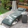 Outsunny Folding Rattan Sun Lounger, Wicker Garden Lounger with Cushion and Pillow, Outdoor Sunbed with Steel Frame for Patio, Beach, Terrace, Mixed Grey