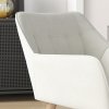 HOMCOM Armchair Accent Chair, Vanity Chair with Wide Arms, Slanted Back, Padding, Metal Frame, Wooden Legs, Home Bedroom Furniture Seating, Cream White