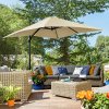 Outsunny 2.5 x 2.5m Patio Offset Parasol Umbrella Cantilever Hanging Aluminium Sun Shade Canopy Shelter 360 Rotation with Crank Handle and Cross Base, Cream White