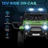 AIYAPLAY Kids Ride On Car, 12V Battery Powered Electric Truck with 4 Spring Suspension Wheels, Parental Remote Control, Music Horn LED Lights, Green