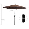 Outsunny 3(m) Garden Parasol Umbrellas, Outdoor Sun Shade with 8 Ribs, Tilt and Crank Handle for Balcony, Bench, Garden, Coffee
