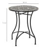 Outsunny 60 cm Mosaic Garden Table, Small Round Outdoor Side Table with Ceramic Top, Plant Stand for Patio, Balcony, Grey and Green