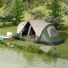 Outsunny 2 Bedroom Camping Tent for 6-8 Man, Large Family Tent with 2000mm Waterproof Rainfly and Screen Panels, Portable with Bag, for Fishing Hiking Festival, Dark Green