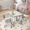 AIYAPLAY Kids Table and Chair Set, 3 Pcs Height Adjustable Activity Table Set with 2 Chairs, Easy to Wipe Arts & Crafts Table, for Classrooms, Daycares, Homes - Grey