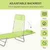 Outsunny Outdoor Foldable Sun Lounger, Adjustable Backrest Garden Recliner Sun Lounger Chair with Headrest Pillow, Green