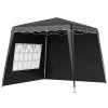 Outsunny 2.4 x 2.4m Pop Up Gazebo Canopy Tent with 2 Sidewalls and Carry Bag, Height Adjustable, UV50+ Party Tent Event Shelter for Garden, Patio, Black