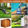 Outsunny 9 x 6ft Metal Garden Shed, House Hut Gardening Tool Storage with Ventilations, Sliding Door, Sloped Roof for Garden, Patio, Brown