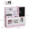 AIYAPLAY Play Kitchen, Kids Kitchen Playset Toy with Chalkboard, Toy Phone, Microwave, Ice Maker, Cooking Stoves, Sink, for Boys Girls Ages 3-8 Years, Pink